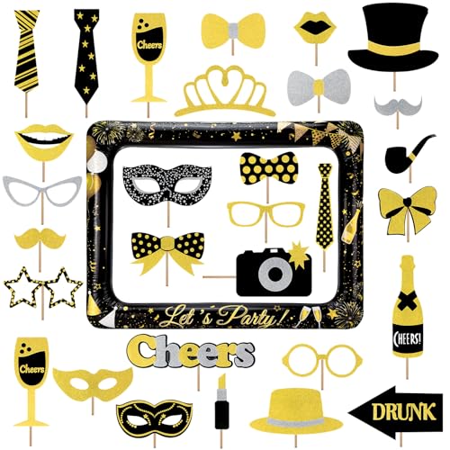 photocall Feliz cumpleaños, 30 Piezas Kit + 1 Marco photocall Atrezzo Selfie Inflable, Accesorios...