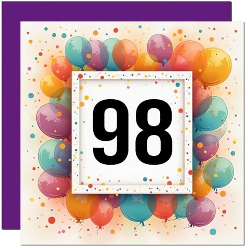 Tarjeta de cumpleaños número 98 para hombres y mujeres, cualquier edad, tarjeta de cumpleaños con...