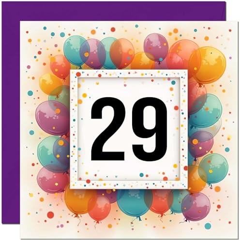 Tarjeta de cumpleaños número 29 para hombres y mujeres, cualquier edad, tarjeta de cumpleaños con...