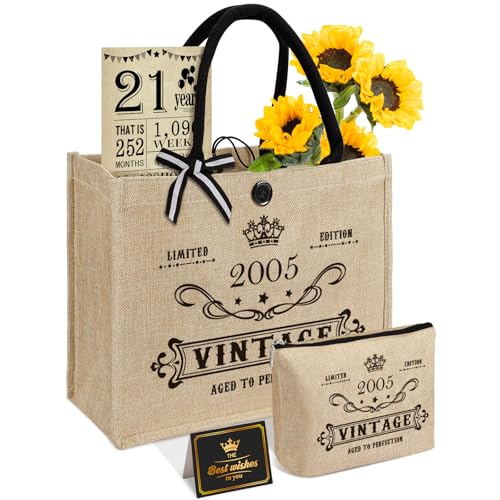 21. Regalos de cumpleaños para mujeres bolsa de yute, regalos únicos de 21 años para hija amigos...