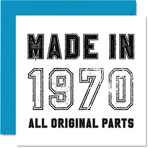 Tarjeta felicitación 52 cumpleaños hombres, mujeres, él ella, fabricada en 1970, todas piezas originales, divertida tarjeta cumpleaños cincuenta dos cincuenta segundos mamá, papá 145 mm x 145 mm