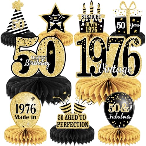 9 piezas de decoración de 50 cumpleaños, centros de mesa para decoración de mesas, decoración...