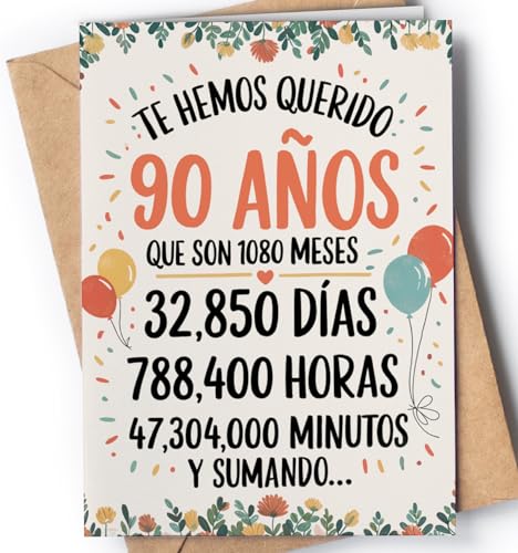 Tarjeta de 90 Cumpleaños - Tarjeta de Felicitación Graciosa para alguien que cumple 90 años -...