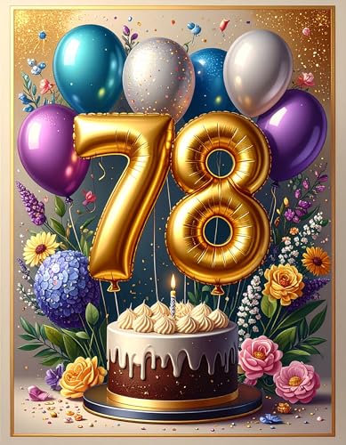 Tarjeta Felicitación Grande 78 Cumpleaños – 78 Años Mujer y Hombre A5
