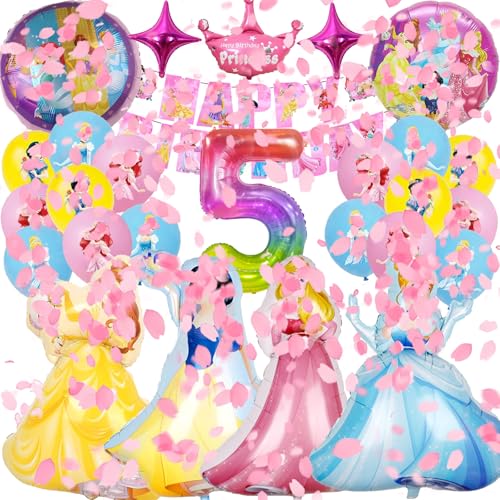 Ctxtqtdt 26 Piezas Globos para Fiestas de Cumpleaños 5 Años Niña, Set de Fiesta Globos para...