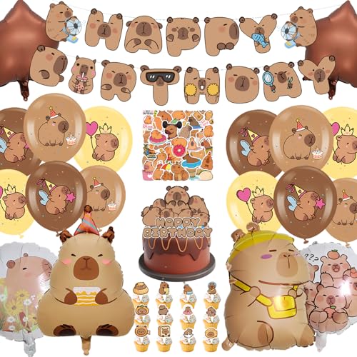 AUNGKWANG 98 Piezas Globos de Capibara Cumpleaños Set, Capibara Decoración De Cumpleaños, Globos,...