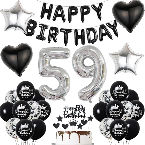 Decoración globos 59 cumpleaños hombre Negros globos 59 Años Decoracion Cumpleaños hombre Mujer...