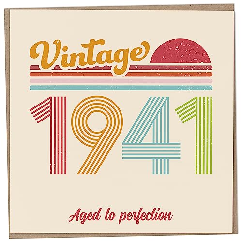 Tarjeta de cumpleaños 82 – Vintage 1941 Aged to Perfection, divertida tarjeta de felicitación para hombres y mujeres, tarjetas de cumpleaños para mujeres, tarjetas de cumpleaños para hombres, tarjeta