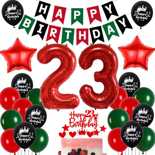 Globos 23 cumpleaños rojo verde, 23 Años Decoracion Cumpleaños Mujer Hombre, Decoraciones Fiesta...