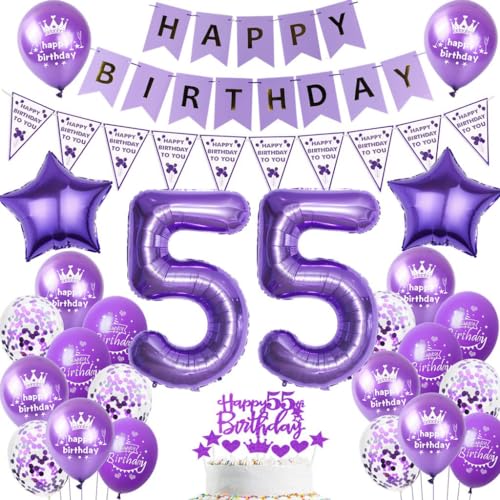 globo 55 cumpleaños mujer morados decoración 55 años mujer cumpleaños decoración 55 años mujer...