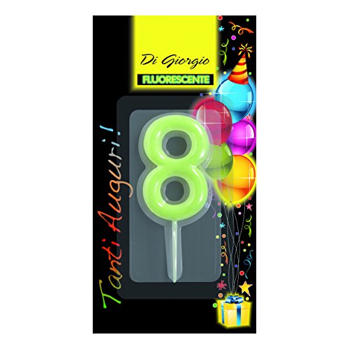 Cereria de Giorgio 5426 _ 68 vela de cumpleaños número 8 fluorescente con soporte