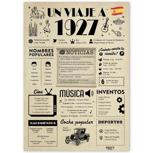 FestySpark Regalo 98 Cumpleaños Mujer - Regalos Originales 98 años Hombre - Tarjeta 98...