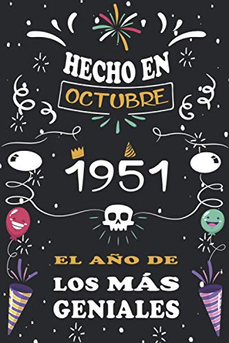 Hecho En Octubre 1951 El Año De Los Más Geniales: 69 años. Libro de visitas, cuaderno, 110...