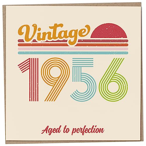 Tarjeta de cumpleaños 67 – Vintage 1956 Aged to Perfection, divertida tarjeta de felicitación para hombres y mujeres, tarjetas de cumpleaños para mujeres, tarjetas de cumpleaños para hombres, tarjeta