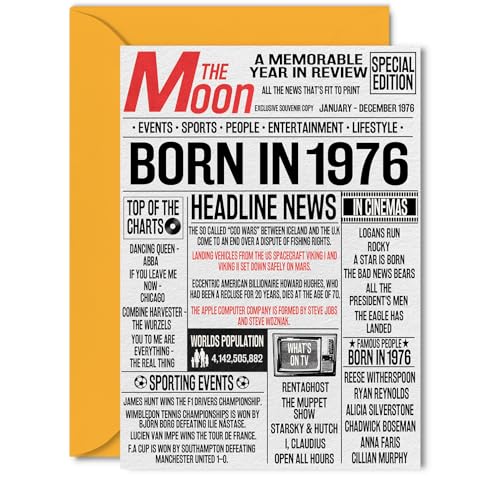 Stuff4 Tarjetas de cumpleaños número 49 para mujeres y hombres – Born In 1976 Newspaper –...