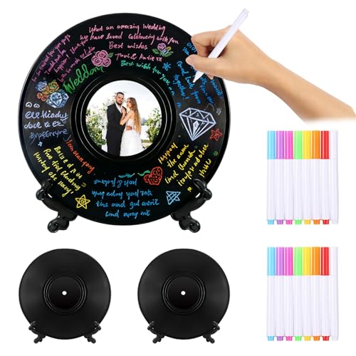 2 unidades de libro de visitas de vinilo, alternativa al libro de invitados de boda, foto...