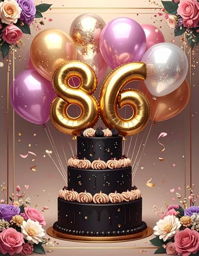 Nova Verde Global Tarjeta de Felicitación Grande 86 Cumpleaños – Tarjeta 86 Años para Mujer y...