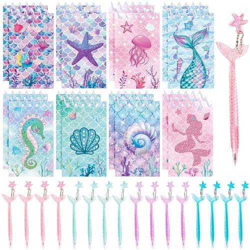 Calenxy 24 mini cuadernos con animales marinos, bloc de notas de sirena, blocs de espiral con...