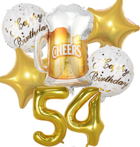 Decoracion Cumpleaños 54 años, Globos de Cumpleaños 54 años Dorado, Globos 54 Cumpleaños...
