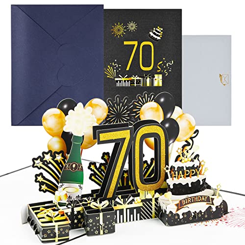 joyoldelf Tarjeta Felicitacion 70 Cumpleaños Pop Up - Tarjetas Cumpleaño Personalizada 3D, Regalos...