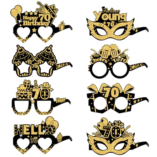 Zhiaek 8 Piezas Papel Gafas para Fiesta de Cumpleaños 70 Photocall Cumpleaños Divertidos Foto...