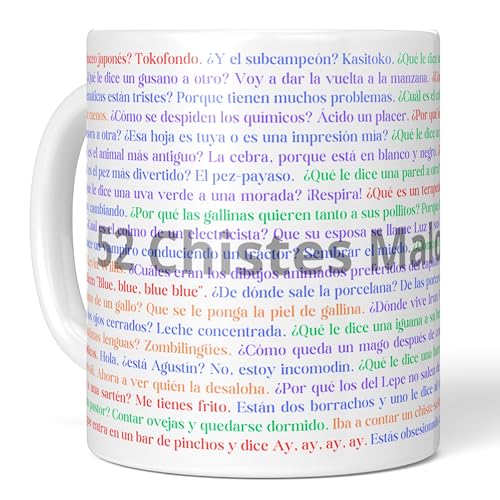 LA CASA DE LAS TAZAS® Taza de Cerámica 330ml - 52 Chistes Malos - Taza Graciosa para Café y Té -...