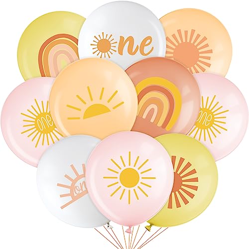 Faccito 63 globos de látex para fiesta de primer cumpleaños, diseño bohemio, arco iris, amanecer,...