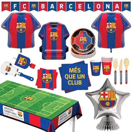 PartyDroid Barcelona FC - Juego de suministros oficiales para fiestas, kit de decoración de fútbol...