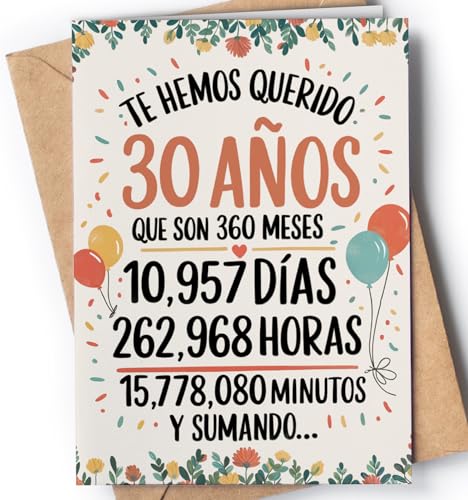 Tarjeta de 30 Cumpleaños - Tarjeta de Felicitación Graciosa para alguien que cumple 30 años -...