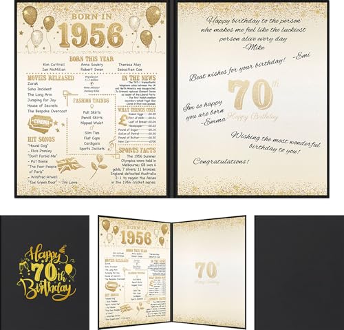 Benjia Decoración de cumpleaños número 70, tarjeta de cumpleaños, libro de firmas de invitados...