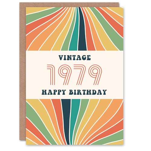 Artery8 Vintage Retro Him Her Rainbow Born 1979 Aged 46 Years Old 46th Birthday Card Mum Dad Gran...