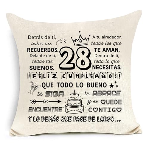 Awyuan 28 Cumpleaños Funda de Cojín para 28 Años Mujeres Hombres Amigo Hermana Hermano...