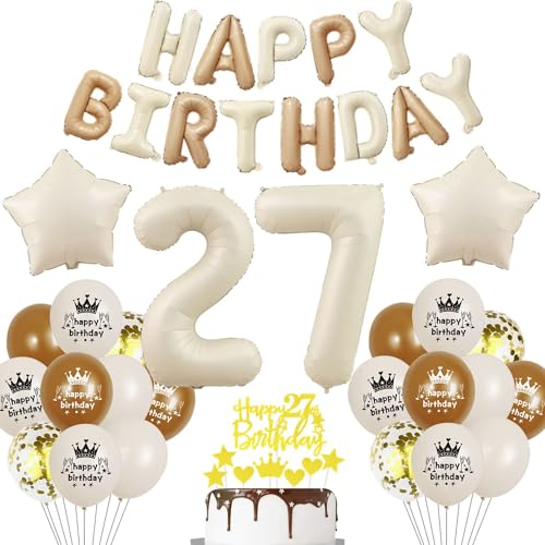 Beige globos 27 años cumpleaños Mujer 27 decoración cumpleaños 27 años Beige globo cumpleaños...