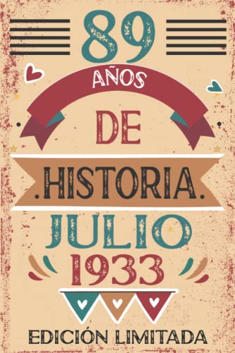 89 Años De Historia Julio 1933: 89 años. Libro de visitas, cuaderno, 110 páginas de...