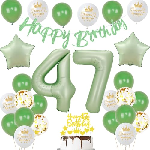 cumpleaños 47 años hombre mujer globo 47 años mujer verde oliva decoración de cumpleaños 47...