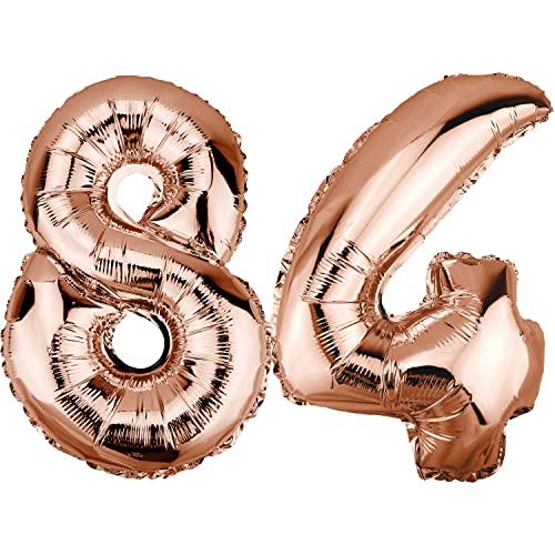 DekoRex Globo de papel de aluminio de color oro rosa, 82 cm, para cumpleaños, bodas (número: 84)