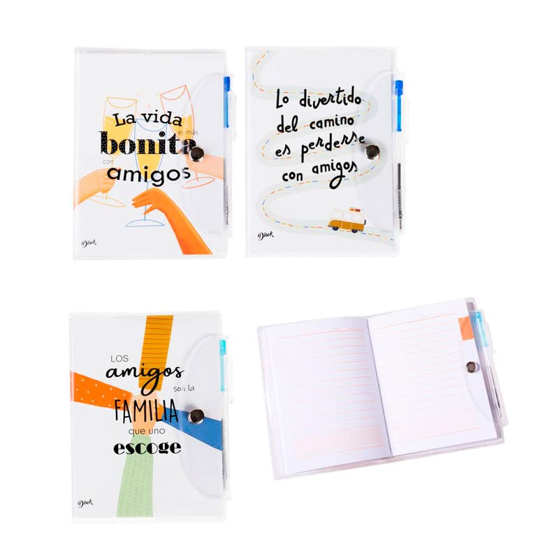 DISOK - Libreta Notas PVC Amigos con Bolígrafo. Regalos libretas eventos. Recordatorios originales...