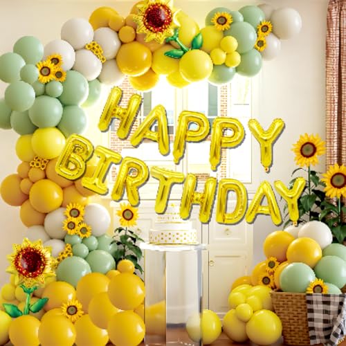 KUKUTrue® Set de Globos, Birthday Decoration, Decoración Cumpleaños Primavera Girasol con Globos,...