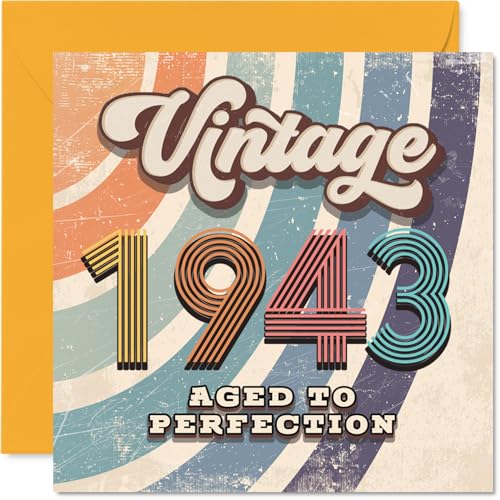 Tarjeta de cumpleaños 82 para hombre y mujer, diseño vintage de 1943, 145 mm