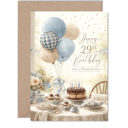 Tarjetas de cumpleaños número 29 para hombres y mujeres, cumpleaños rústico, tarjeta de feliz...