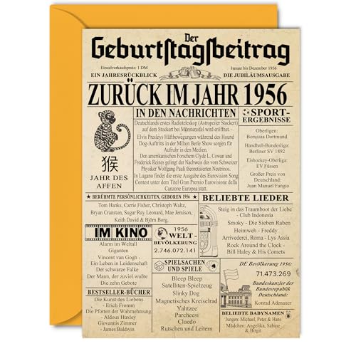 Stuff4 69 Tarjetas de cumpleaños para hombres y mujeres – Regreso al año 1956 Periódico – 69...