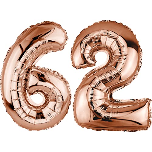 DekoRex Globo de papel de aluminio, oro rosa, 40 cm, decoración para cumpleaños, aniversario, boda...