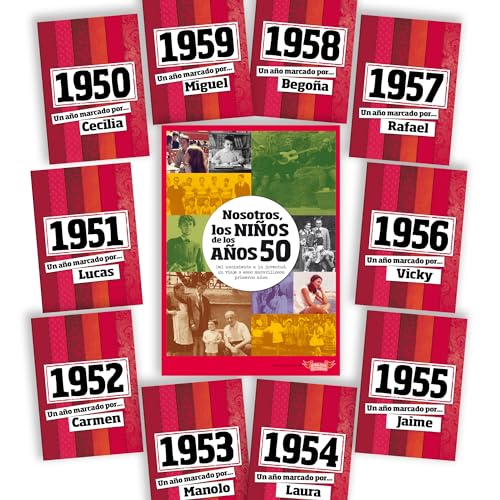 Libro de tu año de nacimiento para los nacidos entre 1950 y 1959, con tarjeta personalizada del...