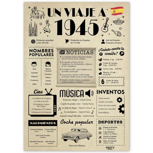 FestySpark Regalo 80 Cumpleaños Mujer - Regalos Originales 80 años Hombre - Tarjeta 80...