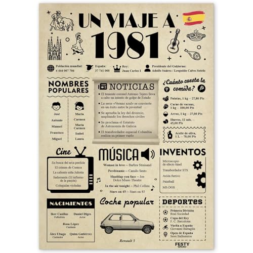 FestySpark Regalo 44 Cumpleaños Mujer - Regalos Originales 44 años Hombre - Tarjeta 44...