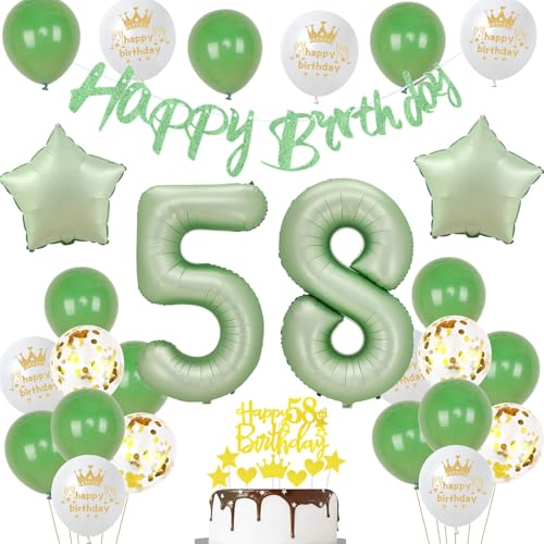 cumpleaños 58 años hombre mujer globo 58 años mujer verde oliva decoración de cumpleaños 58...