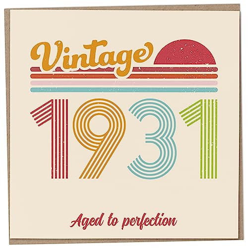 Tarjeta de cumpleaños 93 – Vintage 1931 Aged to Perfection, divertida tarjeta de felicitación...