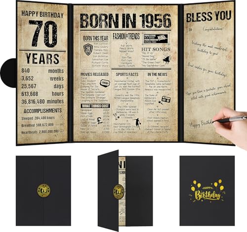 Benjia Decoración de cumpleaños número 70, tarjeta de cumpleaños, libro de firmas de invitados...