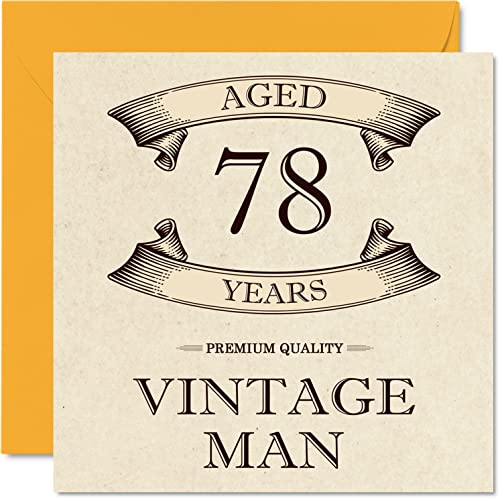 Tarjetas de cumpleaños vintage de 78 años para hombres, 78 años, divertida tarjeta de cumpleaños para abuelo, papá, marido, tío, hermano, abuelo, tarjetas de felicitación, tarjeta de 78 cumpleaños