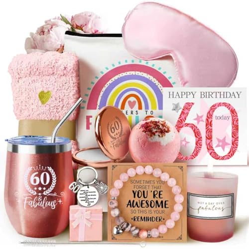 Regalos de cumpleaños número 60 para mujeres, ideas de regalo de 60 años para ella, cesta de...
